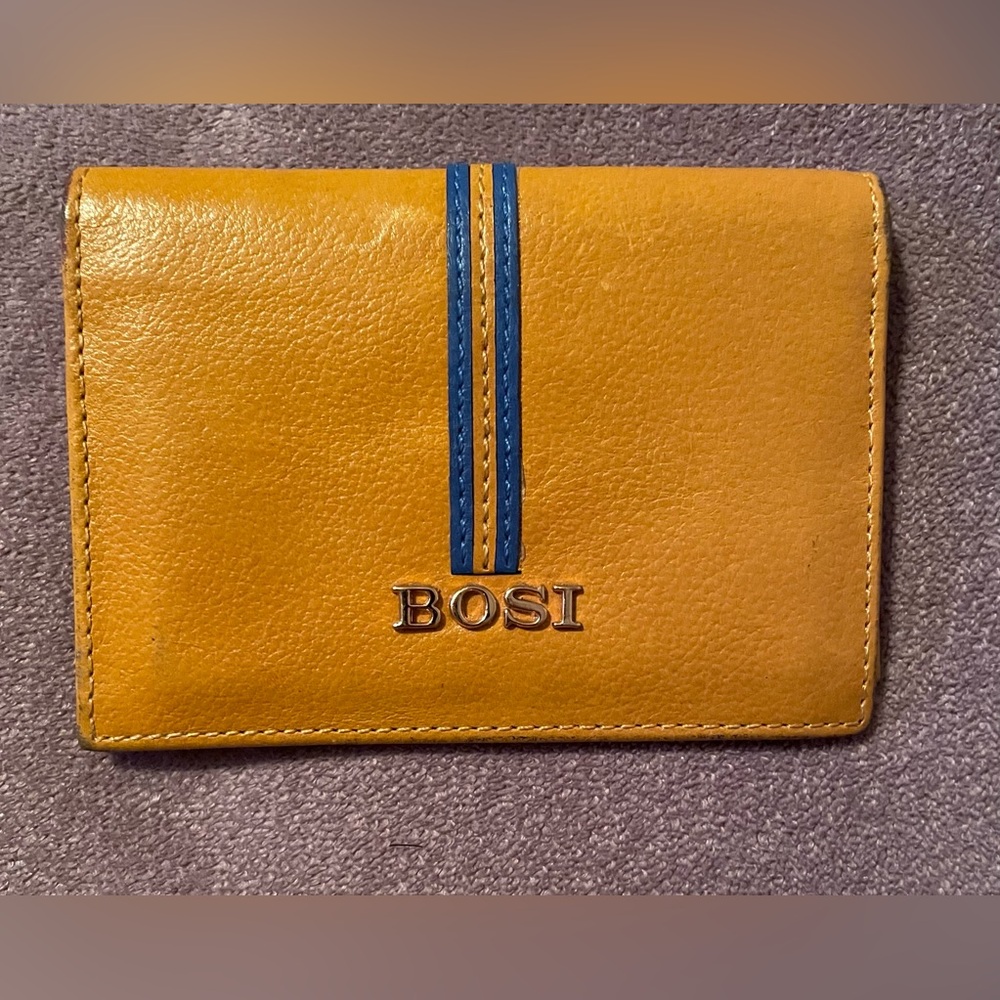 BOSI gold and Blue Leather card holder *see Description*